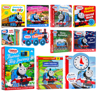托马斯和他的朋友们绘本英文版 Thomas 系列英语书籍涂色贴纸故事书手掌书分级阅读 Thomas Clock Book 时钟书 托马斯轨道火车玩具