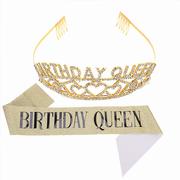 派对头饰镶钻字母birthdayqueen生日女王公主肩带头饰