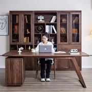 北美黑胡桃木大书桌，简约工作台实木去客厅化桌子，两用极简中式茶桌