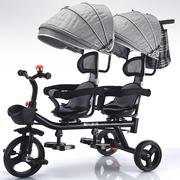 双人儿童三轮车可带人二胎，溜娃神器双胞胎，手推车大小宝婴儿脚踏车