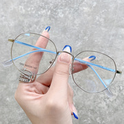 多边形网红防辐射近视眼镜防蓝光，女韩版潮男眼镜框复古素颜眼镜架