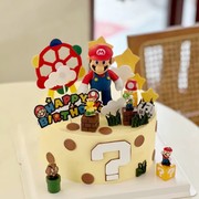 网红超级玛丽蛋糕装饰摆件马里奥儿童男孩生日派对甜品台插件插牌
