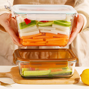 大容量玻璃保鲜盒食品级冰箱专用收纳盒带，盖泡菜盒存储腌菜密封盒