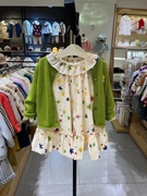 韩国童装24春款儿童宝，宝清新绿纯棉，针织毛衣开衫条绒满印连衣裙