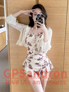 GP Sandron泳衣女高级分体保守遮肉长袖防晒连体平角吊带罩衫裙式