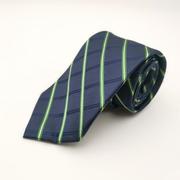 商务通勤英伦百搭男士羊毛学院，风薄款柔软真丝藏青色绿色条纹领带