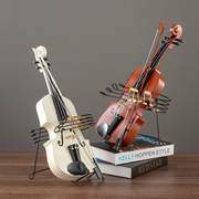 复古怀旧小提琴乐器摆件欧式创意家居吉他书架酒柜客厅桌面饰品