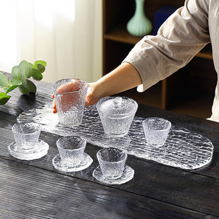 水晶冰露系列玻璃茶杯加厚耐热功夫茶具套装盖碗公道杯泡茶壶家用