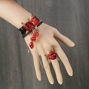 艾米米弹力绒带高颜值公主diy波西米亚手链戒指玫瑰花苞高档手环
