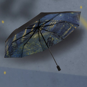 全自动晴雨伞两用双人油画复古雨伞防紫外线女黑胶折叠防晒太阳伞