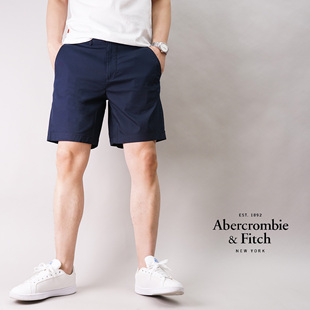 美国Abercrombie Fitch男士af夏季薄款透气弹力口袋拉链膝上短裤