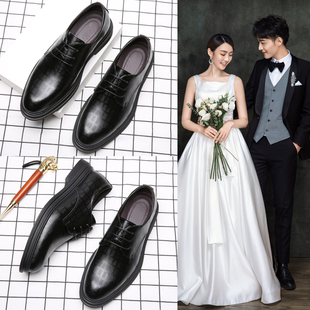 2024新郎结婚礼鞋内增高韩版夏天英伦商务，休闲皮鞋男士配西装伴郎