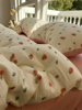 少女心超柔软皱皱双层纱小草莓四件套，1.5m1.8母婴级纯棉被套床单