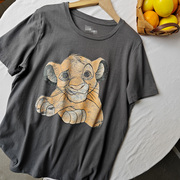个性卡通狮子印花夏季透气薄棉宽松圆领短袖T恤 F729满两件0