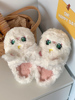 日本可爱白色猫咪棉拖鞋女冬季时尚居家用包跟毛绒绒软底保暖棉鞋