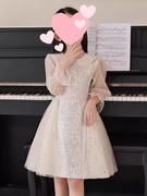 女童礼服公主裙2023秋季长袖潮流，日常主持人钢琴演奏演出服