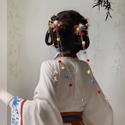 多巴胺民族风彩色毛球流苏发夹洋气对夹公主波西米亚藏族头饰品