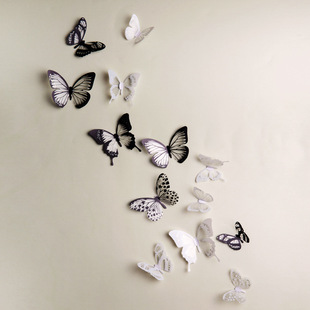 墙贴画3d立体仿真蝴蝶墙纸冰箱，卧室客厅镜子衣柜创意墙壁装饰贴纸