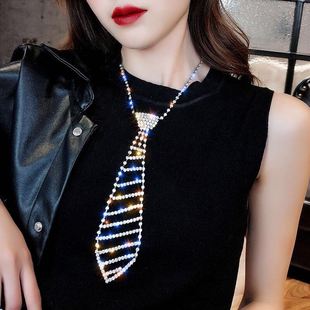 领带女装饰设计感韩版饰品锁骨项链亮钻女士颈链，表演时尚礼物创意