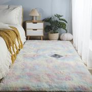 长毛地毯卧室正方形地毯可机洗床边长毛地垫客厅房间ins吸水