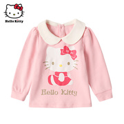 Hello Kitty童装女童长袖T恤打底衫儿童棉春秋上衣翻领娃娃衫