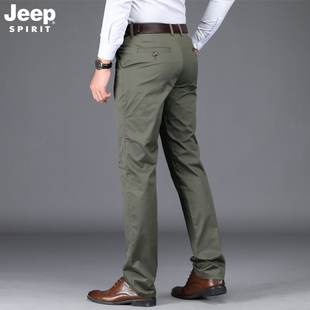 jeep吉普休闲裤男宽松直筒男裤，春夏季薄款大码长，裤子商务正装西裤