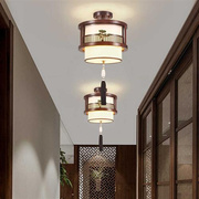 新中式过道灯玄关阳台卧室仿古茶楼，半吸顶实木，衣帽房间走廊小吊灯