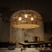 茶室吊灯中式禅意客厅餐厅，藤编灯日式复古民宿卧室创意个性艺术灯