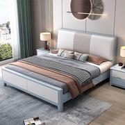 现代简约轻奢软包实木床1.8米北欧主卧双人床白色1.5单人储物婚床
