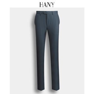 断码HANY汉尼澳洲墨绿羊毛西裤男高端商务休闲裤子高级感