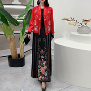 新中式春季民族风刺绣上衣衬衫，马面裙半身，长裙两件套装日常汉服女