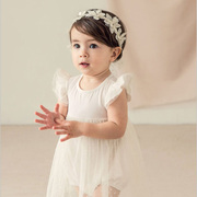 婴儿发带韩国头饰宝宝公主发饰蕾丝花朵百日摄影可爱发带周岁头饰