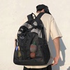原创美式复古双肩包中性(包中性，)大容量旅行背包，拼色高街书包男大学高中生
