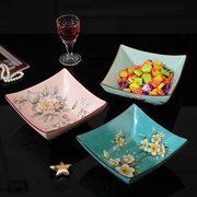 美式陶瓷果盘创意家用茶几，收纳盒欧式客厅过年家用零食盘瓜子盘糖