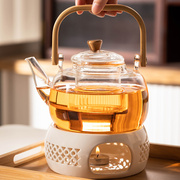 耐热玻璃茶壶套装家用日式茶具蜡烛台，加热保温花，茶壶煮茶炉暖茶器
