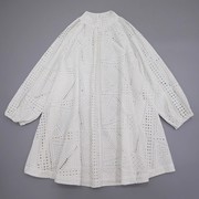 白色复杂做工周身立体刺绣设计维多利亚风格23早秋高级长袖连身裙
