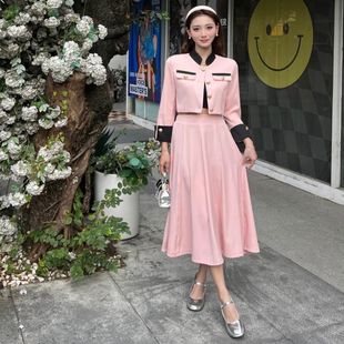 法式粉色小香风春秋季外套，半身裙子名媛气质时尚两件套装女装