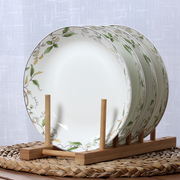 4个8英寸骨瓷盘子创意陶瓷碟子圆形汤盘深盘子家用菜盘中式餐具