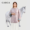 GARGA粉色新中式国风提花外套女高级感气质立领汉服衬衫盘扣上衣