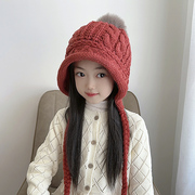 女童帽子秋冬可爱洋气毛线帽，防风保暖