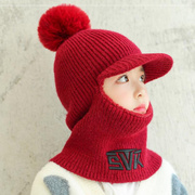 儿童坐电动车帽子防风护耳冬季保暖防寒帽子口面罩全脸一体男女童
