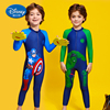 迪士尼儿童泳衣男童长袖长裤，防晒蜘蛛侠小孩，泳装连体保暖小中大童