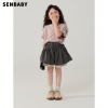 senbaby女童短袖t恤儿童夏装，套装中大童韩版粉色，上衣+休闲短裤裙