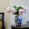新中式手绘青花瓷花瓶陶瓷装饰摆件客厅电视柜玄关插花创意花器