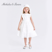 力高芘熊2023年夏季法式白色连衣裙时尚甜美蕾丝公主蓬蓬裙子