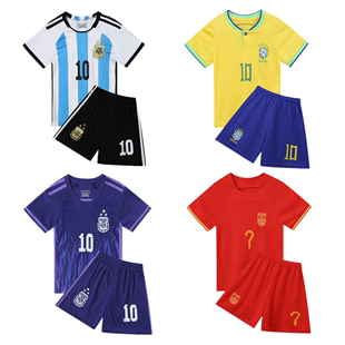 阿根廷中国队儿童足球服套装男女小学生训练服梅西C罗足球衣定制