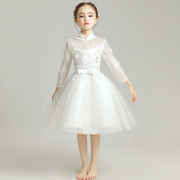 花童礼服公主裙女童白色婚纱儿童钢琴演出服主持人晚礼服洋气秋冬