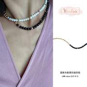 LHWindsor温莎珠宝圆珠失衡黑玛瑙项链轻奢小众设计高级感锁骨链