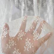 夏季米色白色窗帘纱布料弹性，蕾丝紫色弹力，婚纱辅料刺绣花衣料桌布