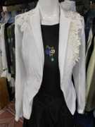 品牌特卖圣迪奥s.deer女式白色贴花微透小西装春秋款小外套